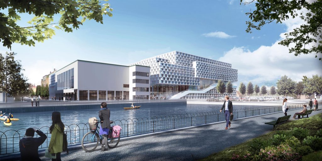 Mälardalens högskola satsar på nytt campus i Eskilstuna. Beräknad inflyttning 2019. Illustration 3XN